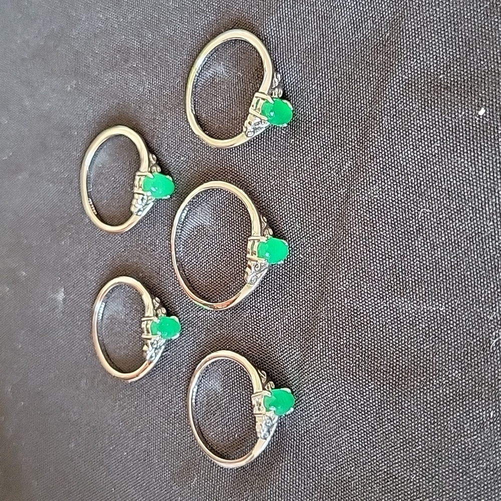 5 ring bundle 18K GRP, green Chrysoprase